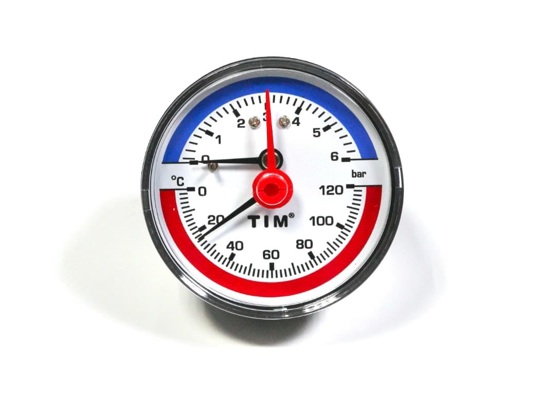 Термоманометр аксиальный 63мм на 6 бар "(0℃ - 120℃)