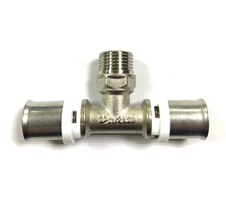 Пресс-фитинг Тройник никелированный 20 х 1/2" Н  х 20