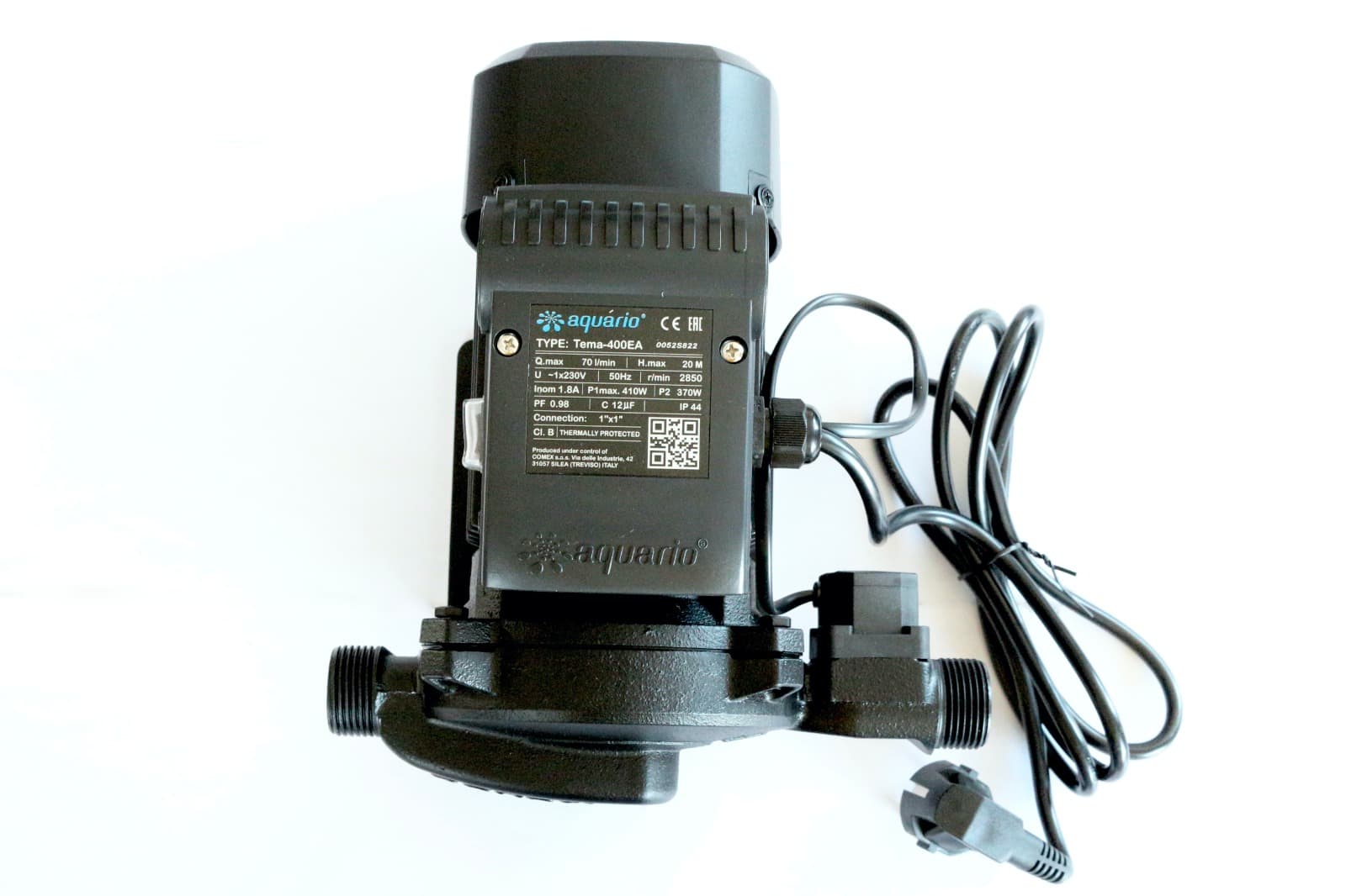 Повысительный насос AQUARIO Tema-400EA ( Hmax напор-20м, Qmax расход-70л/м, P1мощность-410Вт/ч) (2400)
