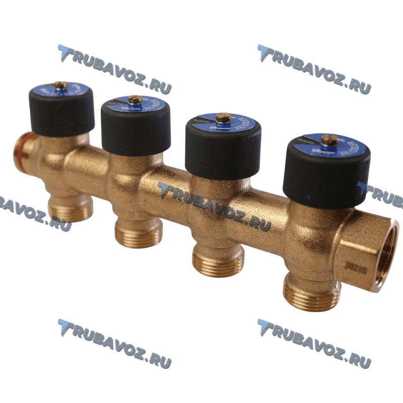 Распределительная гребенка с функцией отключения на 4 отвода 3/4" х 3/4"EK