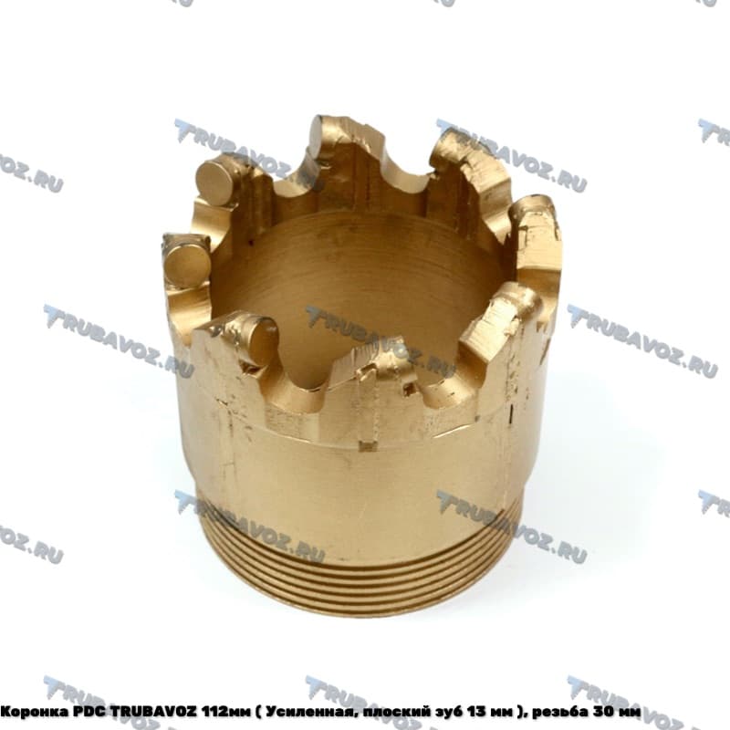 Коронка PDC TRUBAVOZ 112мм ( Усиленная, плоский зуб 13 мм ), резьба 30 мм