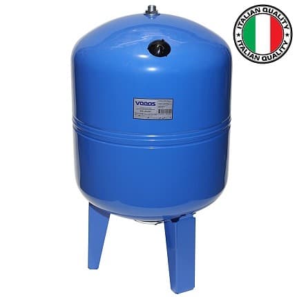 Гидроаккумулятор VODOS WTR 100 VERT (100 литров, 10bar, G1", +99°C,  мембрана EPDM SE.FA Italy) проходная мембрана (Ø бака - 495мм;H бака - 857мм)