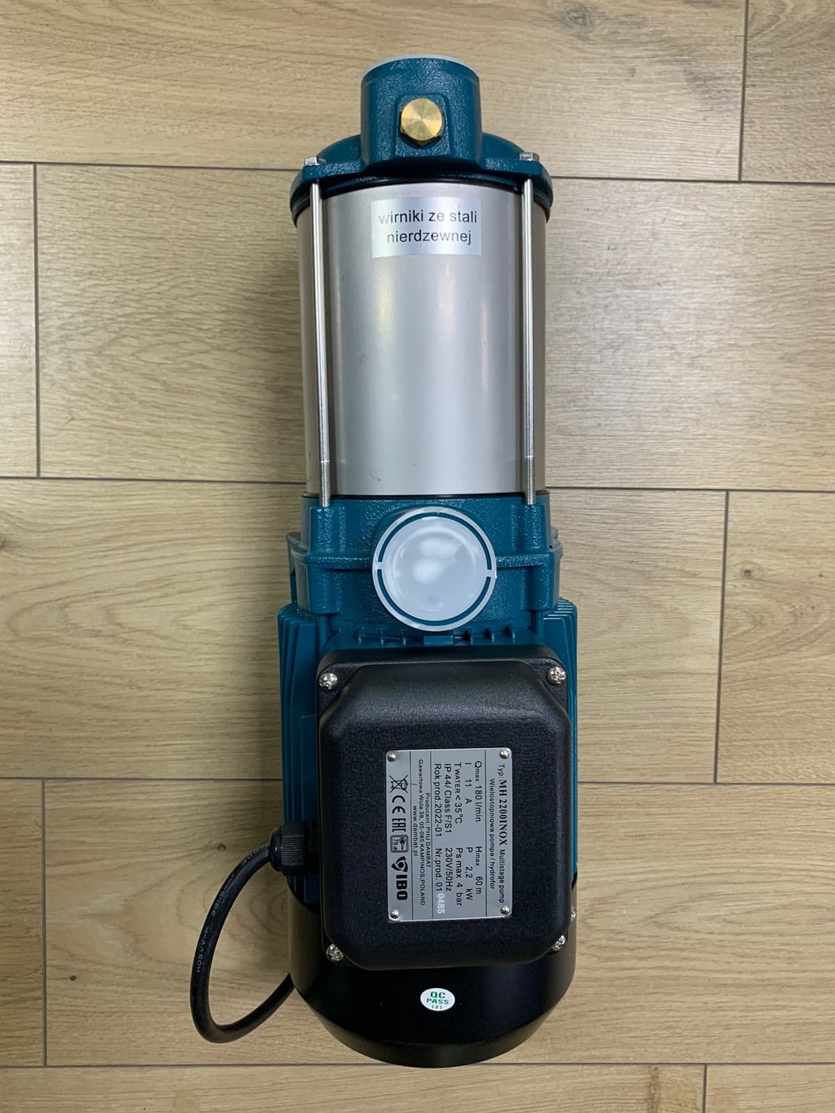 Поверхностный насос IBO MH 2200 INOX ( P1мощность-2200Вт/ч, Hmax напор-60м, Qmax расход-180л/м)