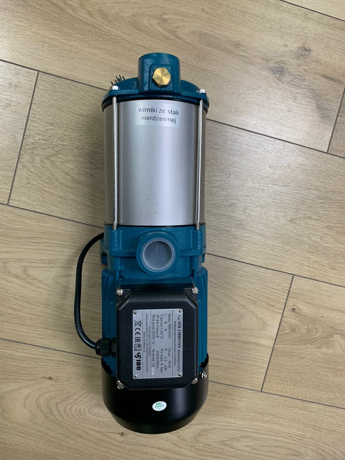Поверхностный насос IBO MH 1300 INOX  ( P1мощность-1300Вт/ч, Hmax напор-55м, Qmax расход-100л/м)
