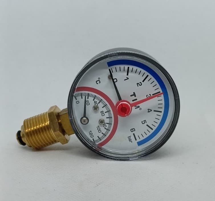 Термоманометр радиальный 63мм на 6 бар "(0℃ - 120℃)